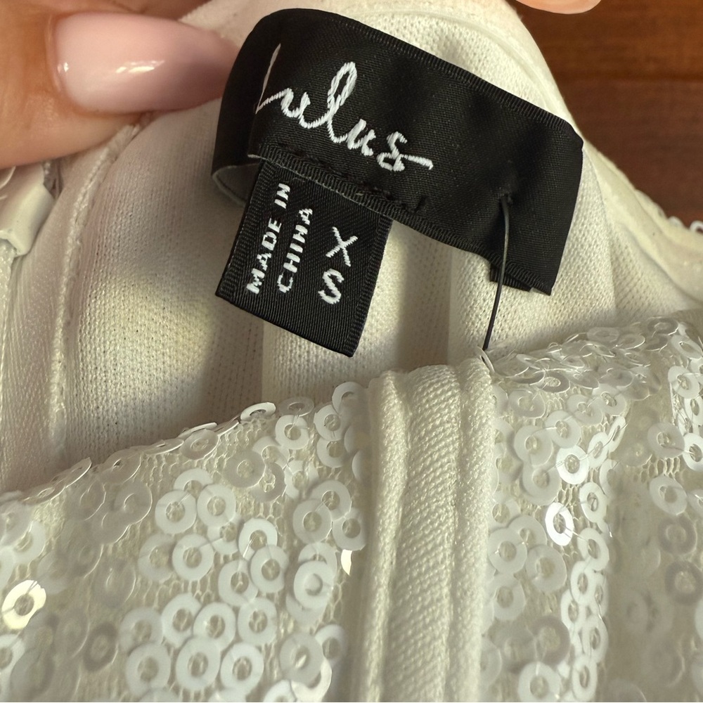 Lulus Glamorous Spirit White Sequin Strapless Bustier Jumpsuit - Picture 6 of 8